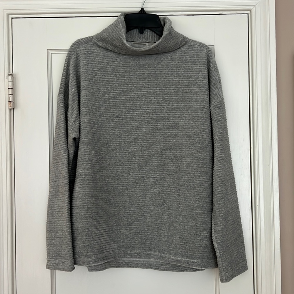 Zella Cropped Cowl Neck Velour Ribbed Sweatshirt